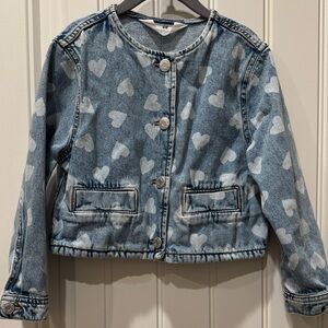 H&M Blue Heart Pattern Jean Jacket for Kids